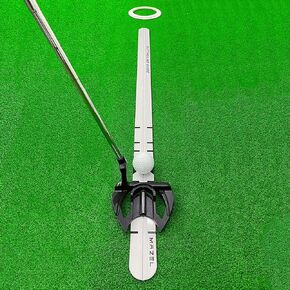 MAZEL Golf Putting Alignment Rail,Alloy Steel Golf Trainer Aid for Putting Green,35 * 1.6 Inch,Precision Distance Control & Instant Feedback (Putting Alignment Rail, Putting Ring, Practice Ball)