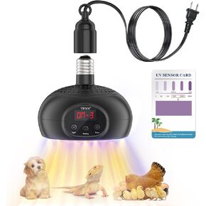 Chicken Coop Heater Lamps,200W-500W,Overheat Protection,E26/E27 Bulb Light, Reptile Heating Lamp 3-6-9-12 Hours Timer, Protable Greenhouse Heater for Outdoor Chicken Coop Indoor Rabbits Dog Cats