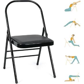 INNOLIFE Yoga Auxiliary Chair Yoga Headstand Bench Backless Yoga Chair Portable Folding Yoga Chair Workout Core Chair for Flexibility and Strength Training
