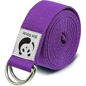 Slim Panda Yoga Strap for Stretching, (10+ Colors,6 Feet/8 Feet) Yoga Bands with Adjustable D-Ring Buckle, Cotton Yoga Belt for Fitness, Yoga, Pilates, Physical Therapy, Improve Flexibility