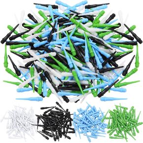 200 Pack 2BA Thread Soft Tip Dart Points Plastic Replacement Dart Tips Soft Tip 4 Colors Dart Tips Multicolor Dart Accessories for Soft Tip Darts
