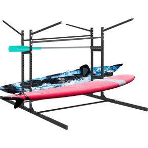 Kayak Storage Rack, Adjustable Kayak Stand for 4 Kayaks, Fits Indoor, Outdoor, and Dock, Capable of Supporting Kayaks, Paddleboards, Surfboards, Sup and Canoes