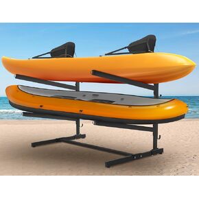 Rengue Kayak Storage Rack, Heavy Duty Freestanding Kayak Stand for Kayaks, SUPs, Canoe and Paddleboard Kayak Rack for Indoor & Outdoor Use