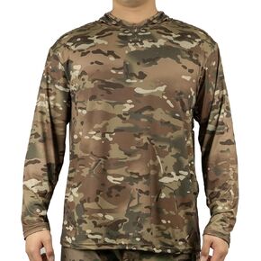 LOOGU Men’s Hunting Camo Shirt Lightweight, Camouflage Shirts for Men Long Sleeve Shirt for Fishing Hiking Camping