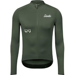 Santic Men's Cycling Jersey Winter Thermal Pro Long Sleeve Fleece Cycling Jacket with 3 Rear Pockets