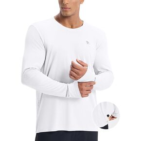 BALEAF Men's Mountain Bike Shirts Long Sleeve Cycling Jersey Zipper Pocket UPF 50+ Workout Athletic Running