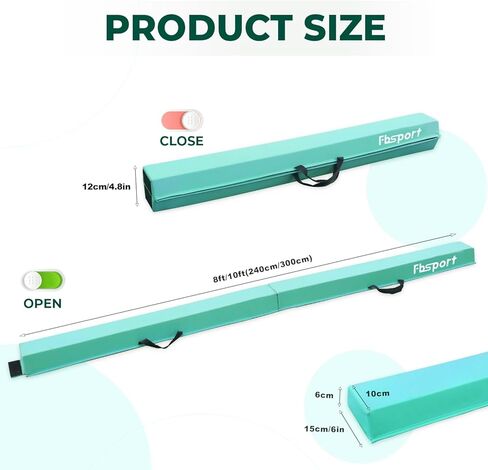 FBSPORT 8/10ft Balance Beam: Folding Floor Gymnastics Equipment PU Leather for Kids Adults,Non Slip Rubber Base, Gymnastics Beam for Training, Practice, Professional Home Training in Kuwait