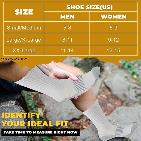 FOOTPLUS Hiking Copper Compression Socks,Unisex Cushioned Sole Arch Support Athletic Crew Running Socks in Kuwait