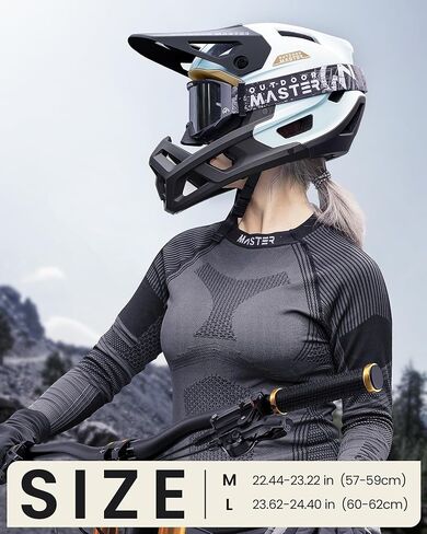 خوذة الدراجة الجبلية OutdoorMaster لكامل الوجه للرجال والنساء - قطعتان قابلتان للإزالة للذقن خوذة الدراجة الجبلية Grizzly، تهوية خفيفة الوزن للسباق على المنحدرات DH BMX MTB خوذة in Kuwait
