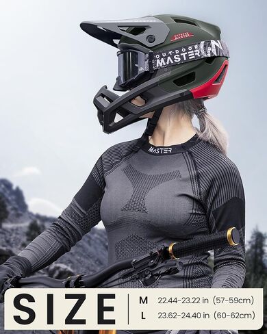 خوذة الدراجة الجبلية OutdoorMaster لكامل الوجه للرجال والنساء - قطعتان قابلتان للإزالة للذقن خوذة الدراجة الجبلية Grizzly، تهوية خفيفة الوزن للسباق على المنحدرات DH BMX MTB خوذة in Kuwait