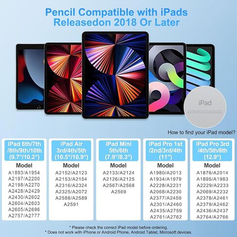 Stylus Pen for iPad Apple: Fast Charge for iPad Pencil Apple Pen with Palm Rejection Tilt Sensitivity - Pen for iPad 10/9/8/7/6, iPad Pro 12.9"/11"/13" M4, iPad Mini 6/5, iPad Air 5/4/3/11"-13" M2 in Kuwait