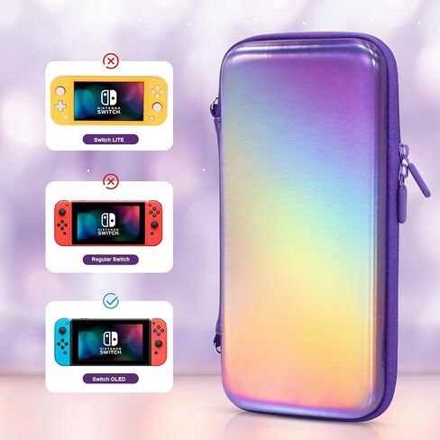 belle&birdie Switch Carrying Case fits Switch OLED - Hard Protective Travel Carry Case witch 10 Game Card Slot,Soft TPU Cover, Screen Protector,Adjustable Strap,Thumb Grip Caps (Black) in Saudi Arabia