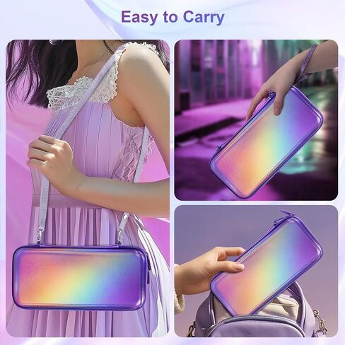 belle&birdie Switch Carrying Case fits Switch OLED - Hard Protective Travel Carry Case witch 10 Game Card Slot,Soft TPU Cover, Screen Protector,Adjustable Strap,Thumb Grip Caps (Black) in Saudi Arabia