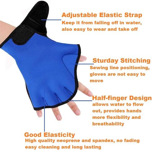 1 Pair Swimming Gloves Aquatic Swim Training Gloves Neoprene Webbed Gloves Fitness Water Resistance Glove for Men Women Children Unisex in Kuwait