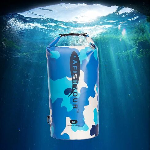 Waterproof Floating Dry Bag for Men Women - 12L Roll Top Sack Keeps Gear Dry with Shoulder Strap for Kayaking, Rafting, Boating, Swimming, Camping, Hiking, Beach, Fishing (Blue) in Saudi Arabia