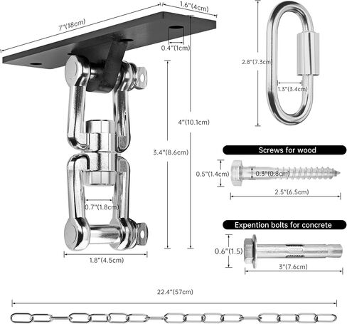 Heavy Bag Hanger,Punching Bag Mount Hanger Bracket,Ceiling Mount Hook 360°Rotation Wood Beam Holder Body Weight Strength Training Systems,Suitable for Swings and sandbags(900 LB Capacity) in Saudi Arabia