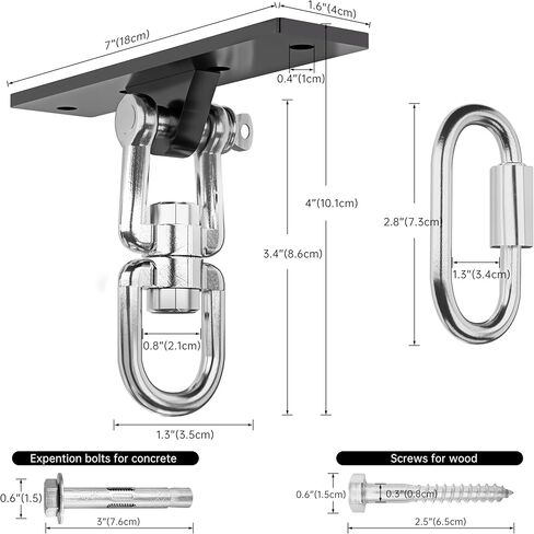 شماعة حقائب ثقيلة، دعامة تعليق مثبتة على كيس اللكم، خطاف تثبيت في السقف، حامل شعاع خشبي يدور 360 درجة، أنظمة تدريب قوة وزن الجسم، مناسبة للأراجيح وأكياس الرمل (سعة 900 رطل) in Kuwait