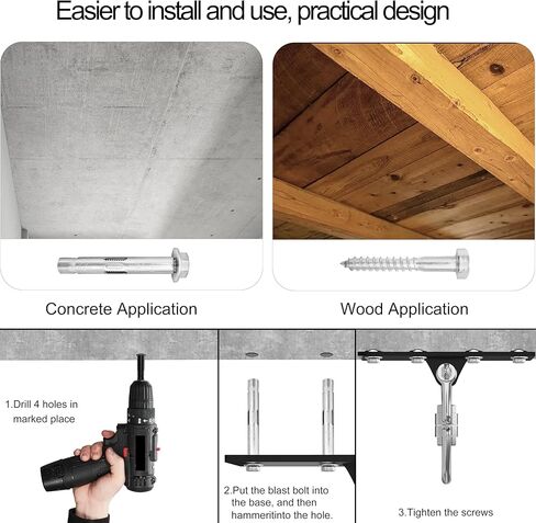 شماعة حقائب ثقيلة، دعامة تعليق مثبتة على كيس اللكم، خطاف تثبيت في السقف، حامل شعاع خشبي يدور 360 درجة، أنظمة تدريب قوة وزن الجسم، مناسبة للأراجيح وأكياس الرمل (سعة 900 رطل) in Kuwait