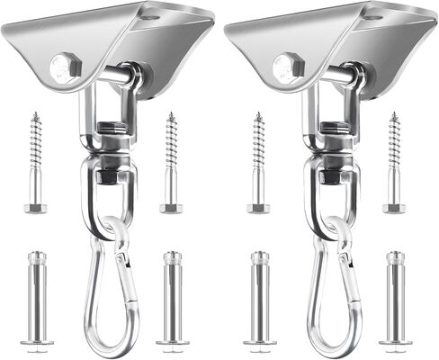 360°Rotating Hammock Hanging Kit - Heavy Duty Hanging Hooks for Swing Hanging Hook kit Stainless Steel 1000 lb Loading Hammock Hooks for Trapeze, Yoga, Boxing Bag, Hammock Chair in Saudi Arabia