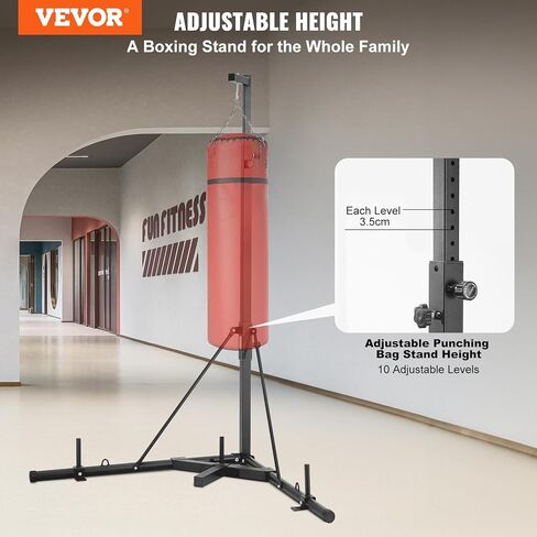 VEVOR Punching Bag Stand, Steel Heavy Duty Workout Training Equipment, Adjustable Height Boxing Punching Stand with Weighted Base, Holds Up to 400 lbs, Freestanding Sandbag Rack for Home Gym Fitness in Saudi Arabia