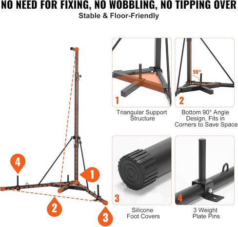 VEVOR Punching Bag Stand, Steel Heavy Duty Workout Training Equipment, Adjustable Height Boxing Punching Stand with Weighted Base, Holds Up to 400 lbs, Freestanding Sandbag Rack for Home Gym Fitness in Saudi Arabia