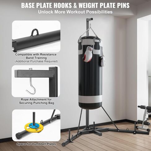 VEVOR Punching Bag Stand, Steel Heavy Duty Workout Training Equipment, Adjustable Height Boxing Punching Stand with Weighted Base, Holds Up to 400 lbs, Freestanding Sandbag Rack for Home Gym Fitness in Saudi Arabia