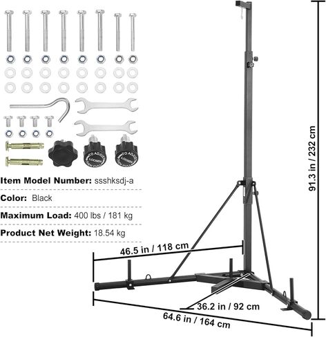 VEVOR Punching Bag Stand, Steel Heavy Duty Workout Training Equipment, Adjustable Height Boxing Punching Stand with Weighted Base, Holds Up to 400 lbs, Freestanding Sandbag Rack for Home Gym Fitness in Saudi Arabia