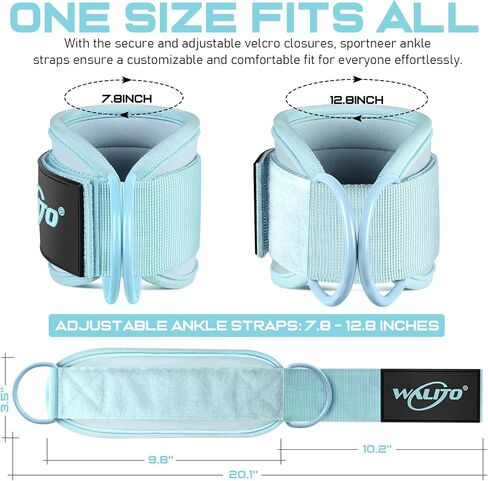 WALITO Gym Ankle Straps for Working Out - Glute Ankle Cuff Kickback Strap, Gym Cable Machine Accessories for Women Glute Leg Extensions, Hip Abductors & Lower Body Exercises Equipment in Kuwait