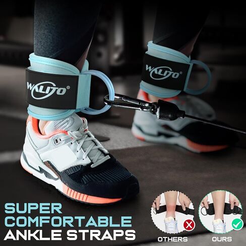 WALITO Gym Ankle Straps for Working Out - Glute Ankle Cuff Kickback Strap, Gym Cable Machine Accessories for Women Glute Leg Extensions, Hip Abductors & Lower Body Exercises Equipment in Kuwait