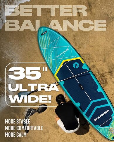 11'6×35" Super Wide Inflatable Stand Up Paddle Board, Ultra Stable Wide SUP for 2+1 People/Family/Big Size w/Shoulder Strap, 100L Backpack, All-Round Sup Board, US Fin in Saudi Arabia