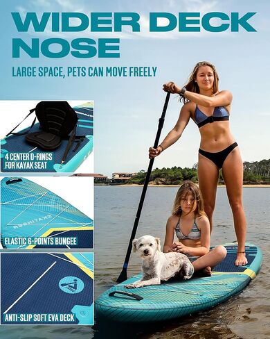 11'6×35" Super Wide Inflatable Stand Up Paddle Board, Ultra Stable Wide SUP for 2+1 People/Family/Big Size w/Shoulder Strap, 100L Backpack, All-Round Sup Board, US Fin in Saudi Arabia