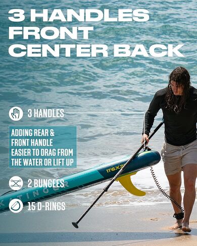 11'6×35" Super Wide Inflatable Stand Up Paddle Board, Ultra Stable Wide SUP for 2+1 People/Family/Big Size w/Shoulder Strap, 100L Backpack, All-Round Sup Board, US Fin in Saudi Arabia