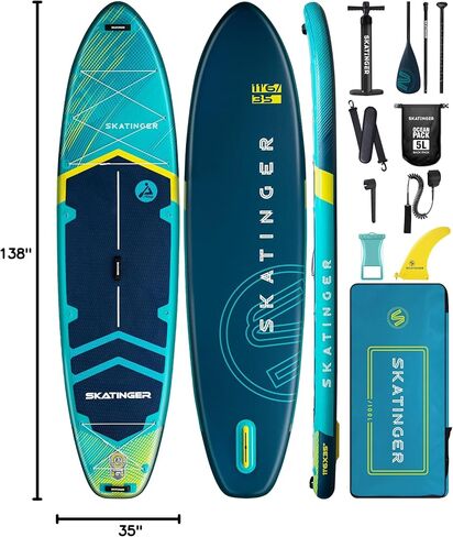 11'6×35" Super Wide Inflatable Stand Up Paddle Board, Ultra Stable Wide SUP for 2+1 People/Family/Big Size w/Shoulder Strap, 100L Backpack, All-Round Sup Board, US Fin in Saudi Arabia