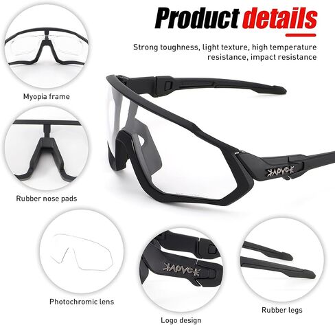 KAPVOE Photochromic Cycling Glasses Men Women Mountain Bike Sunglasses Clear MTB Bicycle Riding in Saudi Arabia