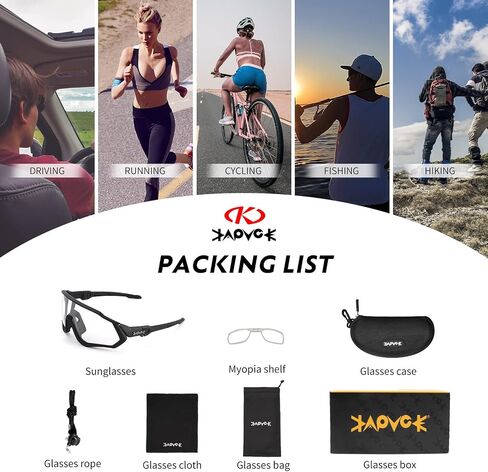 KAPVOE Photochromic Cycling Glasses Men Women Mountain Bike Sunglasses Clear MTB Bicycle Riding in Saudi Arabia