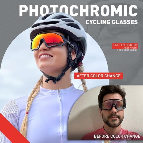 KAPVOE Photochromic Cycling Glasses Men Women Mountain Bike Sunglasses Clear MTB Bicycle Riding in Kuwait