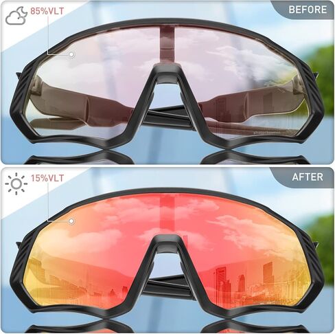 KAPVOE Photochromic Cycling Glasses Men Women Mountain Bike Sunglasses Clear MTB Bicycle Riding in Kuwait
