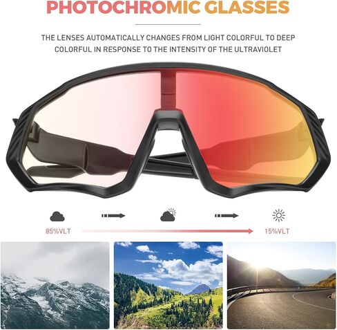 KAPVOE Photochromic Cycling Glasses Men Women Mountain Bike Sunglasses Clear MTB Bicycle Riding in Kuwait