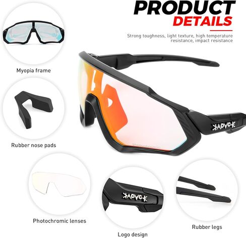 KAPVOE Photochromic Cycling Glasses Men Women Mountain Bike Sunglasses Clear MTB Bicycle Riding in Kuwait
