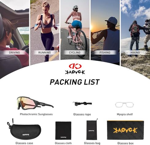 KAPVOE Photochromic Cycling Glasses Men Women Mountain Bike Sunglasses Clear MTB Bicycle Riding in Kuwait