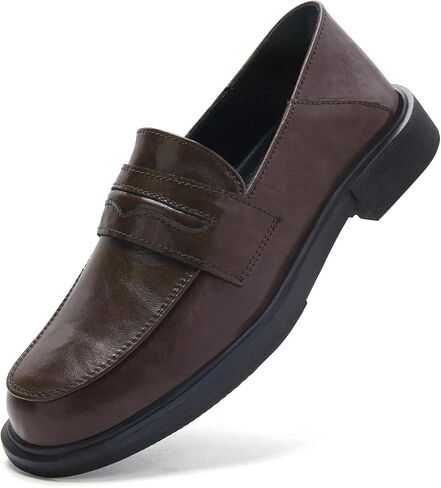 Penny Loafers for Women Slip On Dress Shoes Leather Memory Foam Non-Slip Comfort Soft Casual Business Work Shoes Flat Ladies Black US 9 in Saudi Arabia