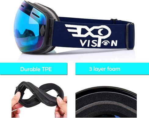 نظارات EXP VISION للتزلج على الجليد للرجال والنساء والشباب، مضادة للضباب OTG نظارات ثلج شتوية بعدسة كروية قابلة للفصل in Kuwait