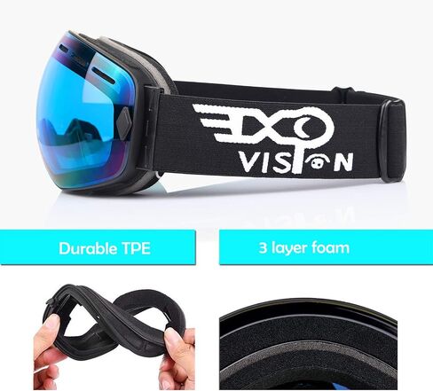 نظارات EXP VISION للتزلج على الجليد للرجال والنساء والشباب، مضادة للضباب OTG نظارات ثلج شتوية بعدسة كروية قابلة للفصل in Kuwait