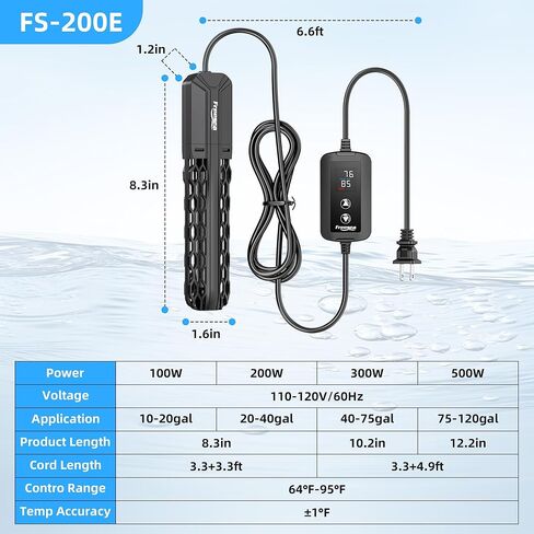 FREESEA Aquarium Heater for Fish Tank: 100W Submersible Fish Tank Heaters with Over-Temperature and Off-Water Protection for 10-20 Gallon Saltwater and Freshwater in Saudi Arabia