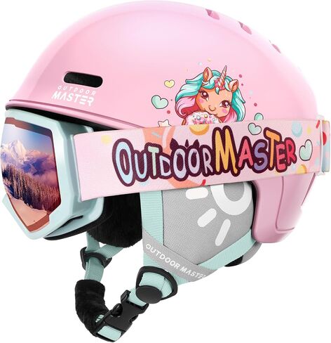 OutdoorMaster Kids Ski Helmet and Goggles Set, Snowboard Helmet, Durable PC Shell & EPS Foam, Snow Helmet 12 Cooling Vents, Dial Fit Skiing Helmet, Safety-Certified Snow Sport Helmets for Boys & Girls in Saudi Arabia