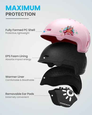 OutdoorMaster Kids Ski Helmet and Goggles Set, Snowboard Helmet, Durable PC Shell & EPS Foam, Snow Helmet 12 Cooling Vents, Dial Fit Skiing Helmet, Safety-Certified Snow Sport Helmets for Boys & Girls in Saudi Arabia