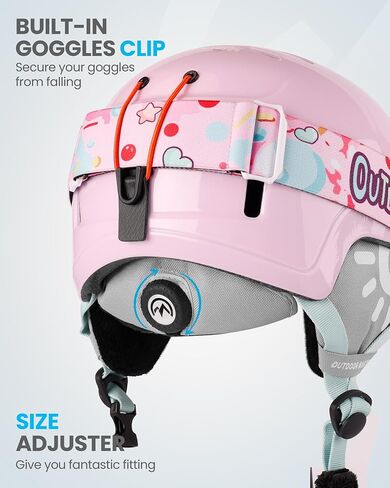 OutdoorMaster Kids Ski Helmet and Goggles Set, Snowboard Helmet, Durable PC Shell & EPS Foam, Snow Helmet 12 Cooling Vents, Dial Fit Skiing Helmet, Safety-Certified Snow Sport Helmets for Boys & Girls in Saudi Arabia