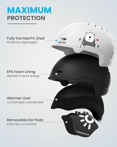 OutdoorMaster Kids Ski Helmet and Goggles Set, Snowboard Helmet, Durable PC Shell & EPS Foam, Snow Helmet 12 Cooling Vents, Dial Fit Skiing Helmet, Safety-Certified Snow Sport Helmets for Boys & Girls in Kuwait