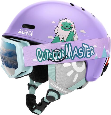 OutdoorMaster Kids Ski Helmet and Goggles Set, Snowboard Helmet, Durable PC Shell & EPS Foam, Snow Helmet 12 Cooling Vents, Dial Fit Skiing Helmet, Safety-Certified Snow Sport Helmets for Boys & Girls in Saudi Arabia
