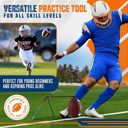 True Strike Pro Football Kicking Tee - Ultimate Football Tee Compatible with All Ball Sizes, Bonus Goal Kicking Tracker, Field Goal Football Holder in Kuwait